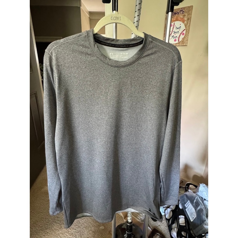 Under Armour ColdGear Mens XL Gray Heathered Fitted Long Sleeve Training Shirt